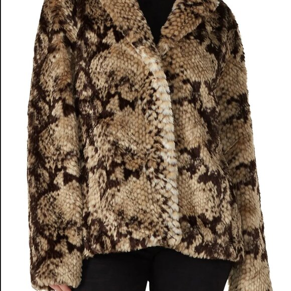 Women's Faux Fur Jacket in Brown and Tan - Picture 4 of 8